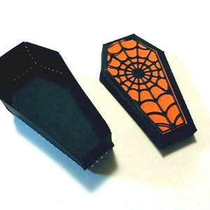 2- 3D COFFIN SHAPED Treat BOXES Silhouette Die Cut/ Cuts, Clipart, Comes Unassembled, Ready to Make