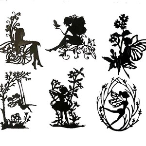FAIRY/ Fairies SWINGING, Sitting, Standing by FLOWERS, Tree&#39;s, + Silhouette Die Cut/ Cuts #6