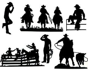 COWBOY/ Cowboy's RIDING, ROPING, and Hanging with Friends Silhouette Die Cut/ Cuts, Clipart (All Different)
