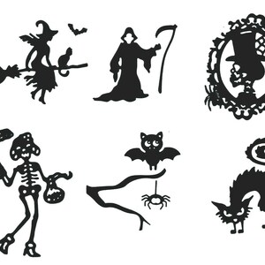 WITCH, REEPER, Bats, Cats, Spiders, Skull, Skeleton Silhouette Die Cut/ Cuts, clip art, Groovie GOOLIES!