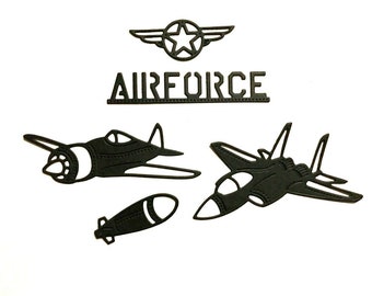 USA MILITARY "AIRFORCE" Silhouette Die Cut/ Cuts, Planes, Bombs, Metal, & More, Clipart