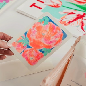 Pfingstrose Risograph Karte Innenseite blanko Karte
