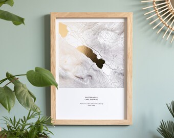 Personalised Metallic Foil Topographic Contour Map Print in Gold, Silver or Copper Foil | Mountain Print | Hiking Map