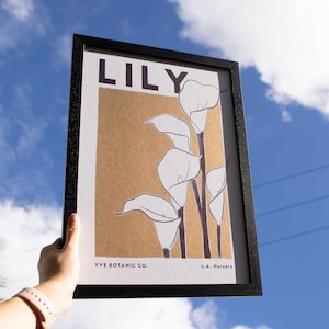 Ilustração de lírio-de-cala - Impressão em risografia - Desenho de flor - Impressão de lírio - Pôster de lírios - Impressões de flores - Impressão em risografia