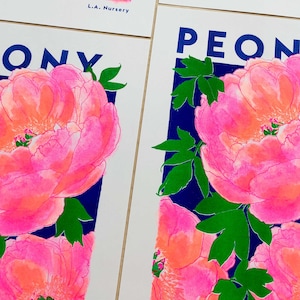 Peony Print Peonies Flower Illustration Print Risograph Print Floral Print Pink Wall Art Flower Print Kitchen Print image 4