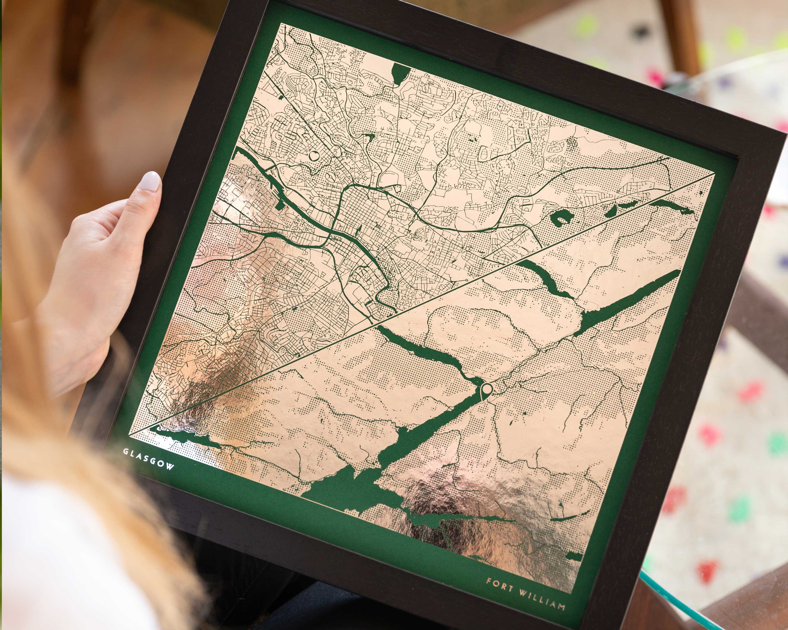 Feuille Métallique Double Carte Imprimer | Deux de Carte Localisation d'art Mural Personnalisée Cade