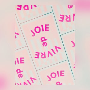 Joie de Vivre Riso Print in Pink Joyful Typography Print Statement Wall Art with French Quote image 4