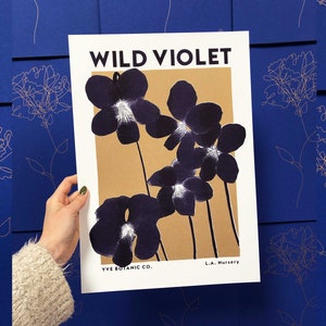 Wild Violet Illustration Print - Risograph Print - Floral Print - Wildflower Print - Flower Poster - Botanical Artwork - Flower Wall Art