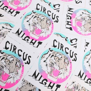 Circus Night Tiger Print Risograph Print Circus Poster Fluoro Pink Risography image 6