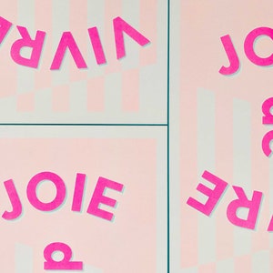 Joie de Vivre Riso Print in Pink Joyful Typography Print Statement Wall Art with French Quote image 7