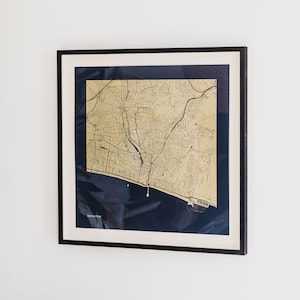 Serigrafía Gold Brighton Map Edición Limitada Cuadrada 50x50cm
