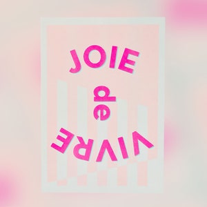 Joie de Vivre Riso Print in Pink Joyful Typography Print Statement Wall Art with French Quote image 1