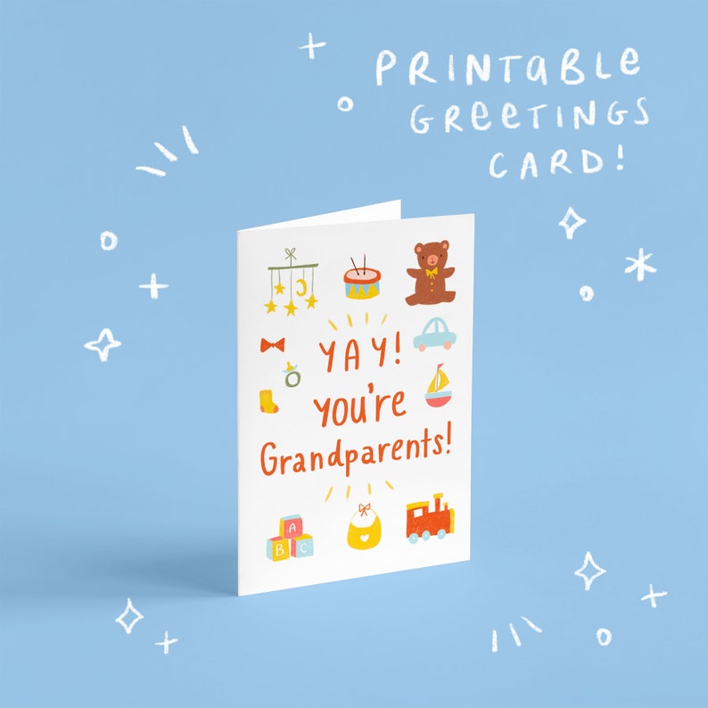 PRINTABLE New Baby Card Baby New Grandparents Card Greetings Card Instant Download Card Printable Greetings Card New Grandchild Card image 2