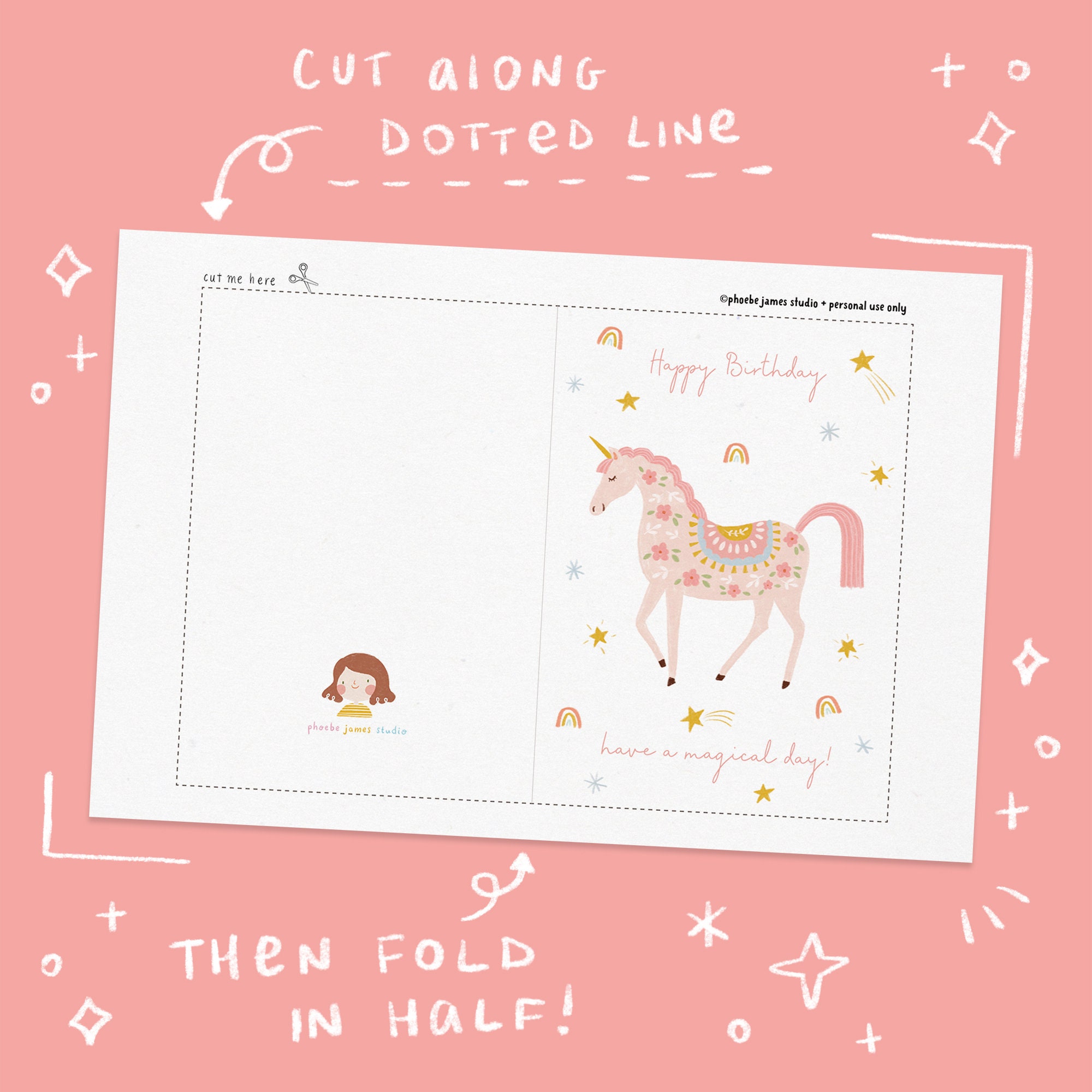 PRINTABLE Birthday Card Birthday Unicorn Card Instant Download Card ...