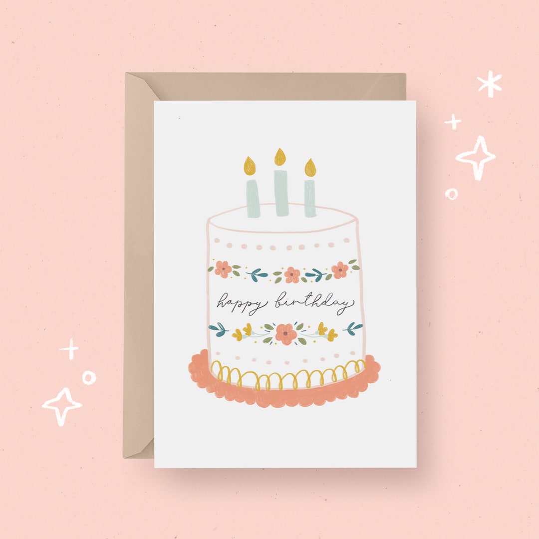 PRINTABLE Birthday Card Birthday Cake Card Instant Download Card ...