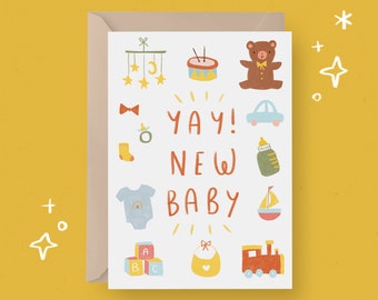 PRINTABLE New Baby Card Gender Neutral Baby Card Gender Neutral New Baby Instant Download Card Printable Greetings Card Baby Announcement