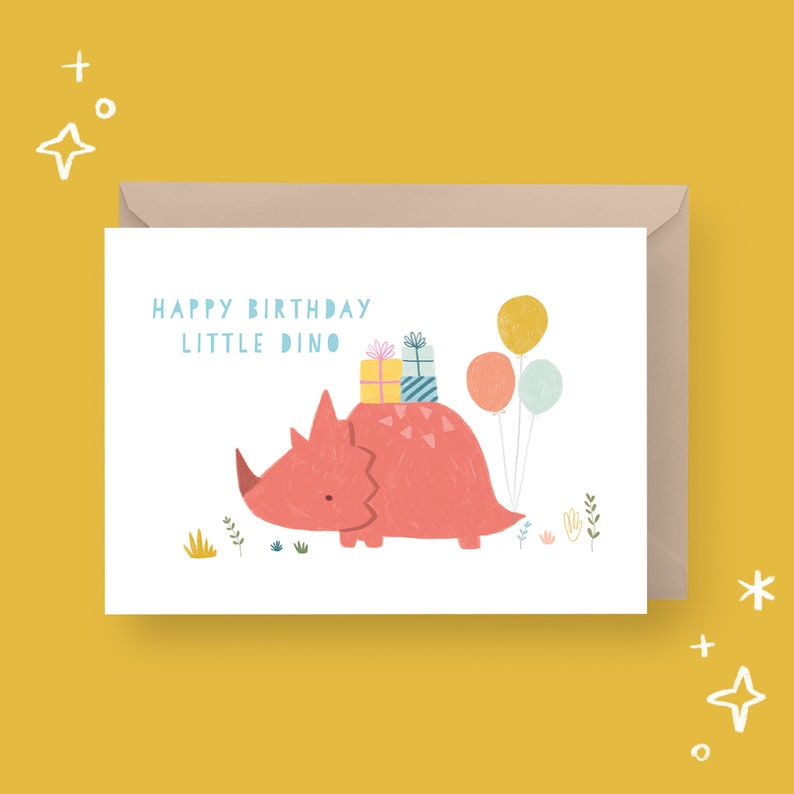 PRINTABLE Birthday Card Birthday Red Dinosaur Card Instant Download Card Printable Greetings Card Cute Dinosaur Kids Birthday Card image 1