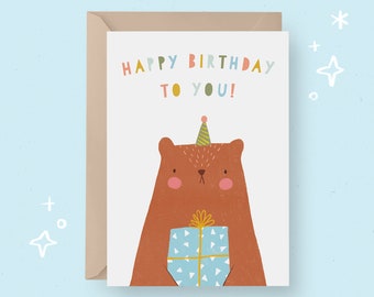 Bear Birthday Card | Etsy