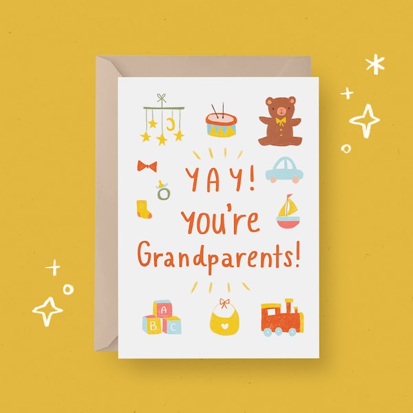 PRINTABLE New Baby Card Baby New Grandparents Card Greetings Card Instant Download Card Printable Greetings Card New Grandchild Card