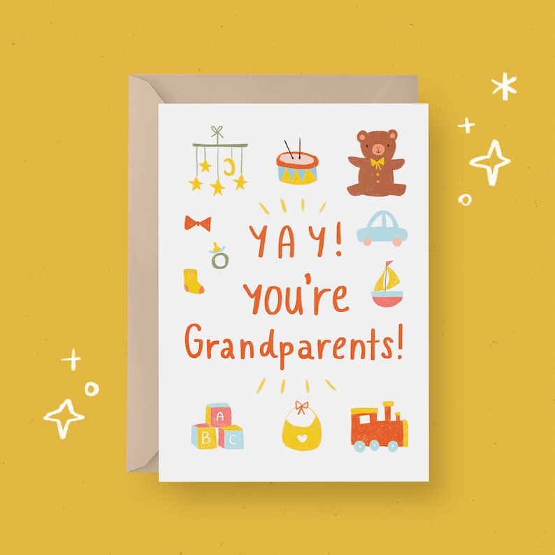 PRINTABLE New Baby Card Baby New Grandparents Card Greetings Card Instant Download Card Printable Greetings Card New Grandchild Card image 1