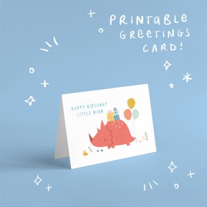 PRINTABLE Birthday Card Birthday Red Dinosaur Card Instant Download Card Printable Greetings Card Cute Dinosaur Kids Birthday Card image 2