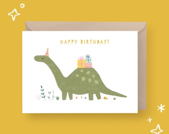 PRINTABLE Birthday Card Birthday Green Dinosaur Card Instant Download Card Printable Greetings Card Cute Dinosaur Kids Birthday Card