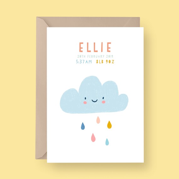baby announcement cards etsy