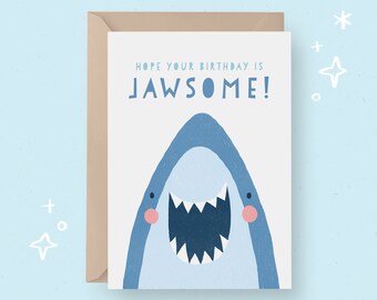 PRINTABLE Birthday Card Birthday Shark Card Instant Download Card Printable Greetings Card Cute Shark Birthday Greetings Card for Kids