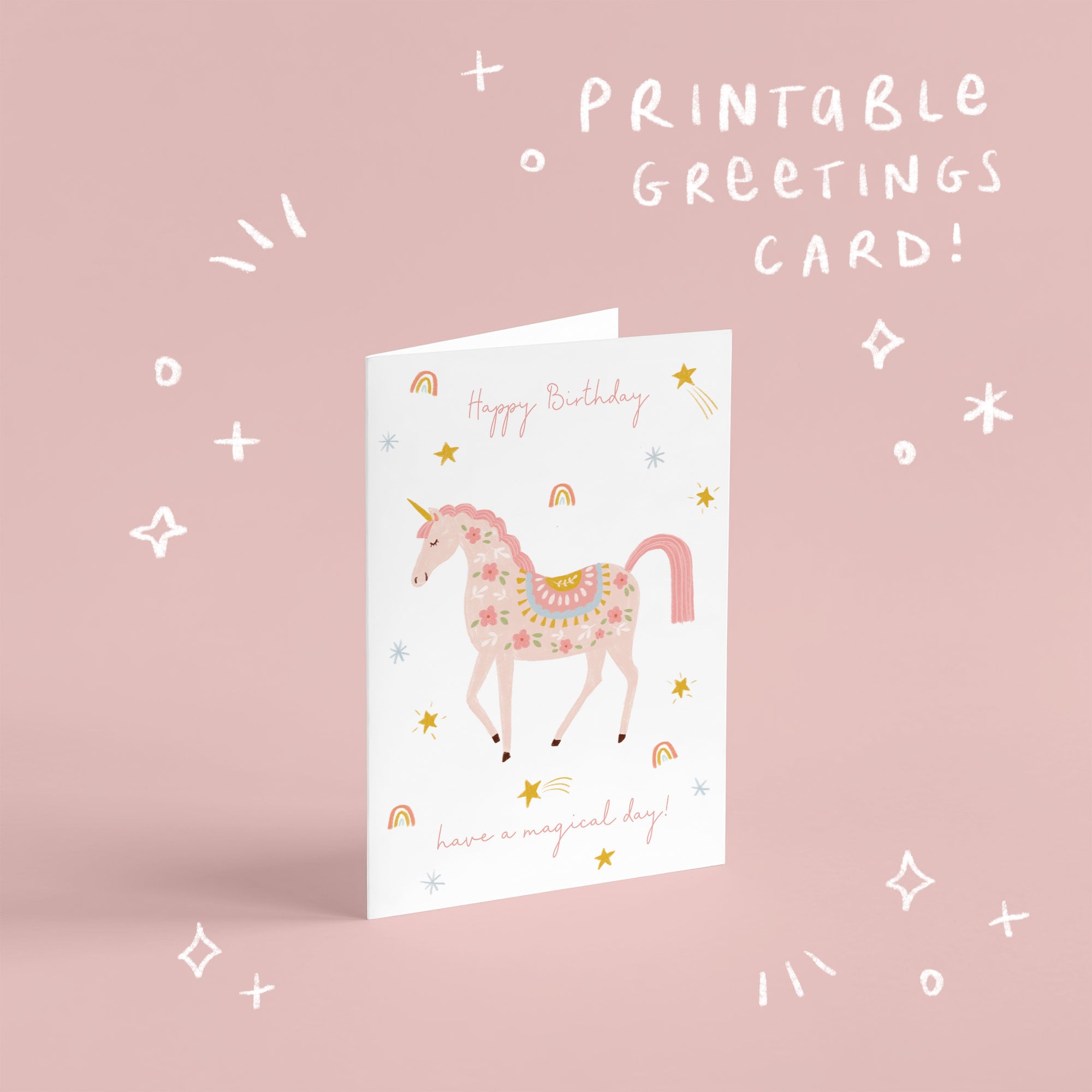 PRINTABLE Birthday Card Birthday Unicorn Card Instant Download Card ...
