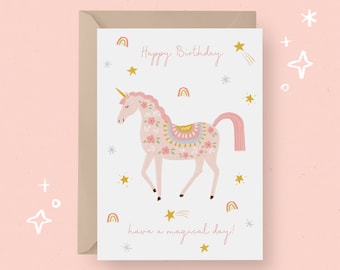 PRINTABLE Birthday Card Birthday Unicorn Card Instant Download Card Printable Greetings Card Cute Unicorn Birthday Greetings Card