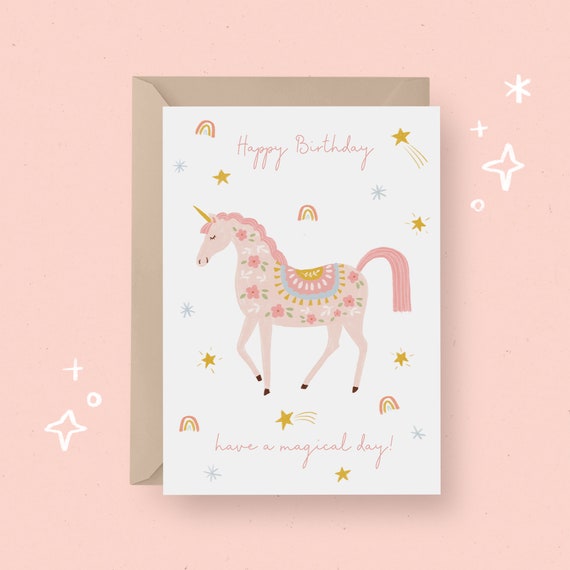 PRINTABLE Birthday Card Birthday Unicorn Card Instant Download - Etsy