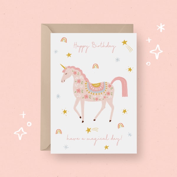 PRINTABLE Birthday Card Birthday Unicorn Card Instant Download Card Printable Greetings Card Cute Unicorn Birthday Greetings Card