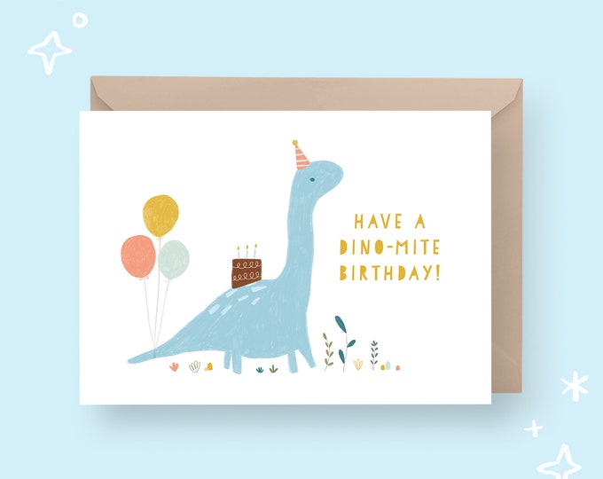 PRINTABLE Birthday Card Birthday Dinosaur Card Instant Download Card ...