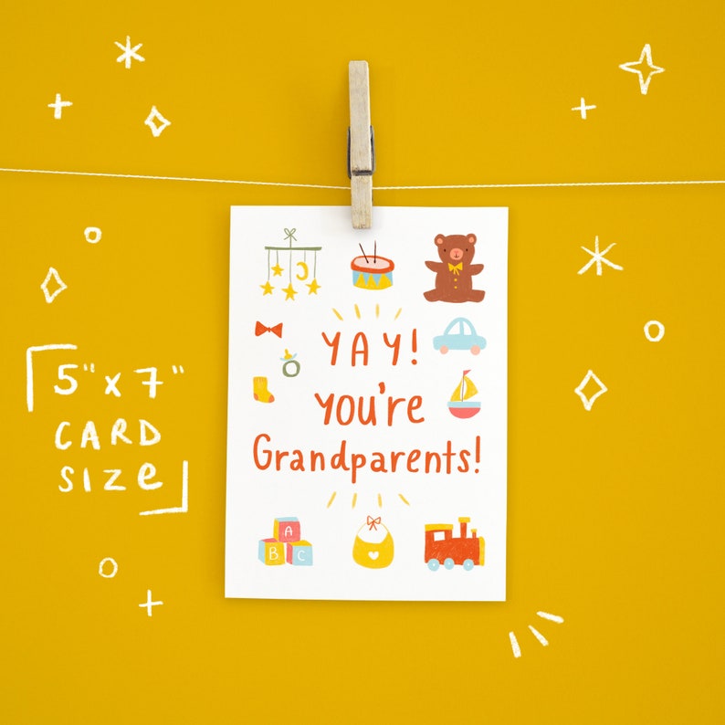 PRINTABLE New Baby Card Baby New Grandparents Card Greetings Card Instant Download Card Printable Greetings Card New Grandchild Card image 3