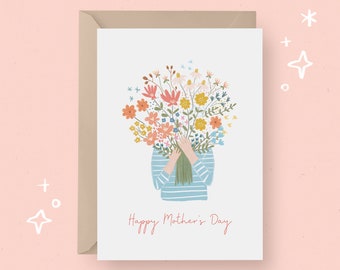 PRINTABLE Mother's Day Card Mom Flower Bouquet Card Instant Download Card Printable Greetings Card Cute Floral Mother's Day Greetings Card