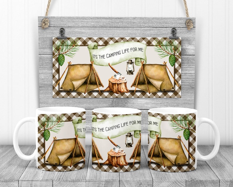Camping Sublimation Mug Template. 2 Designs One With Wording Etsy