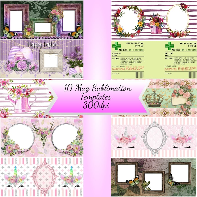 Download Sublimation Mug Templates. 10 Designs inc easter and ...