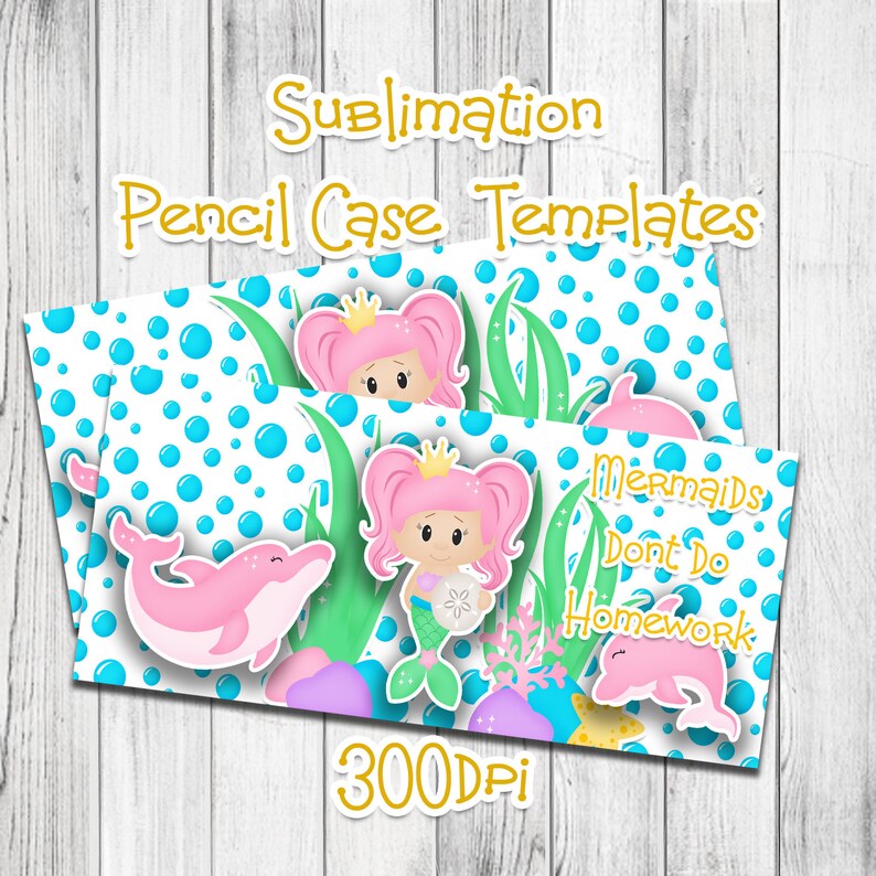 Download Mermaid Sublimation Pencil Case Template. 2 Designs one ...