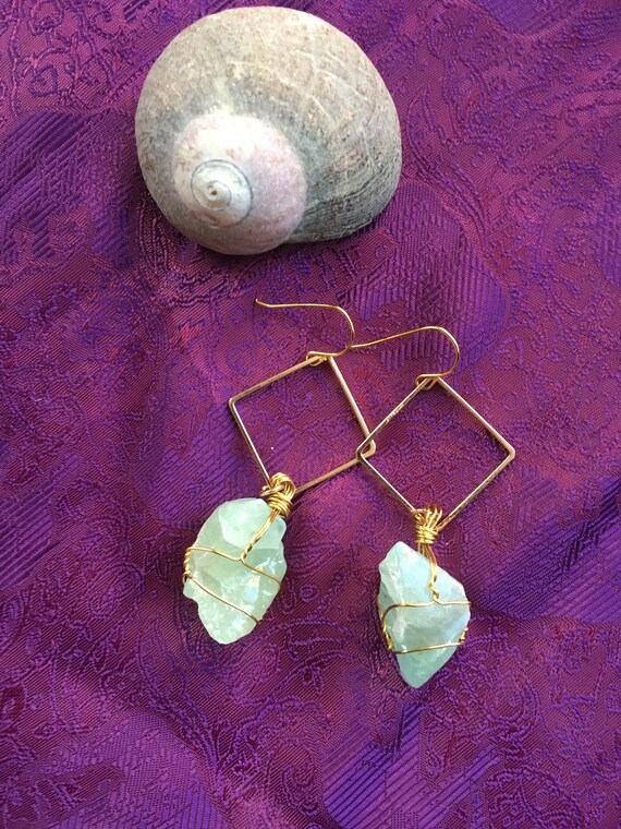 Blue Calcite Handmade Earrings Gold Etsy
