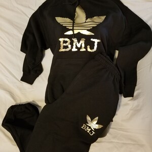 BMJ Leaf Black/Gold 2-Pc Hoodie Set