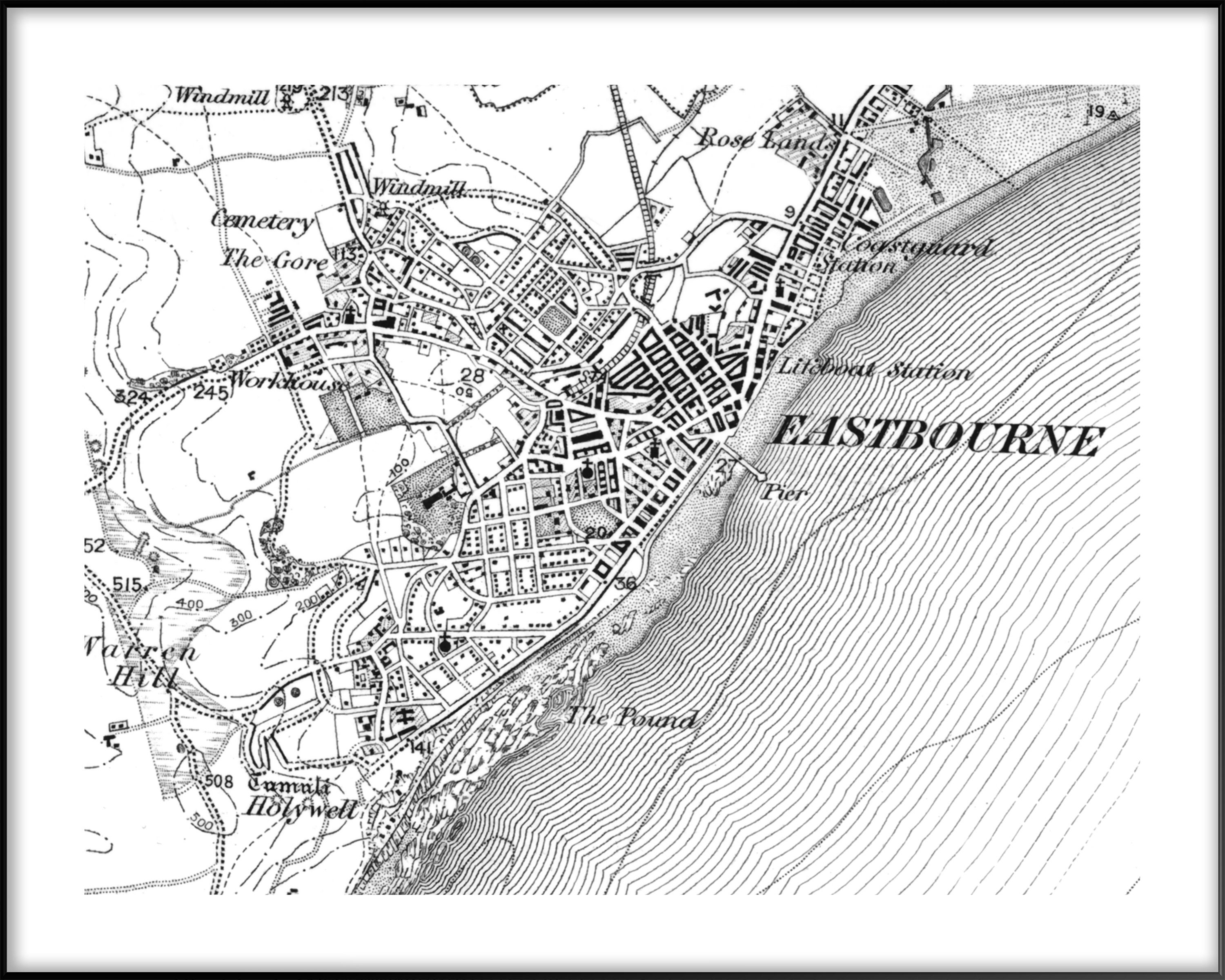 Eastbourne Map Old Eastbourne Map Vintage Map City Map Etsy