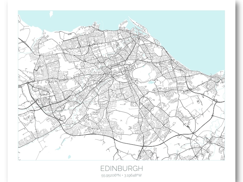 Edinburgh City Print, Map of Edinburgh, Minimalist Art, City Map Wall ...