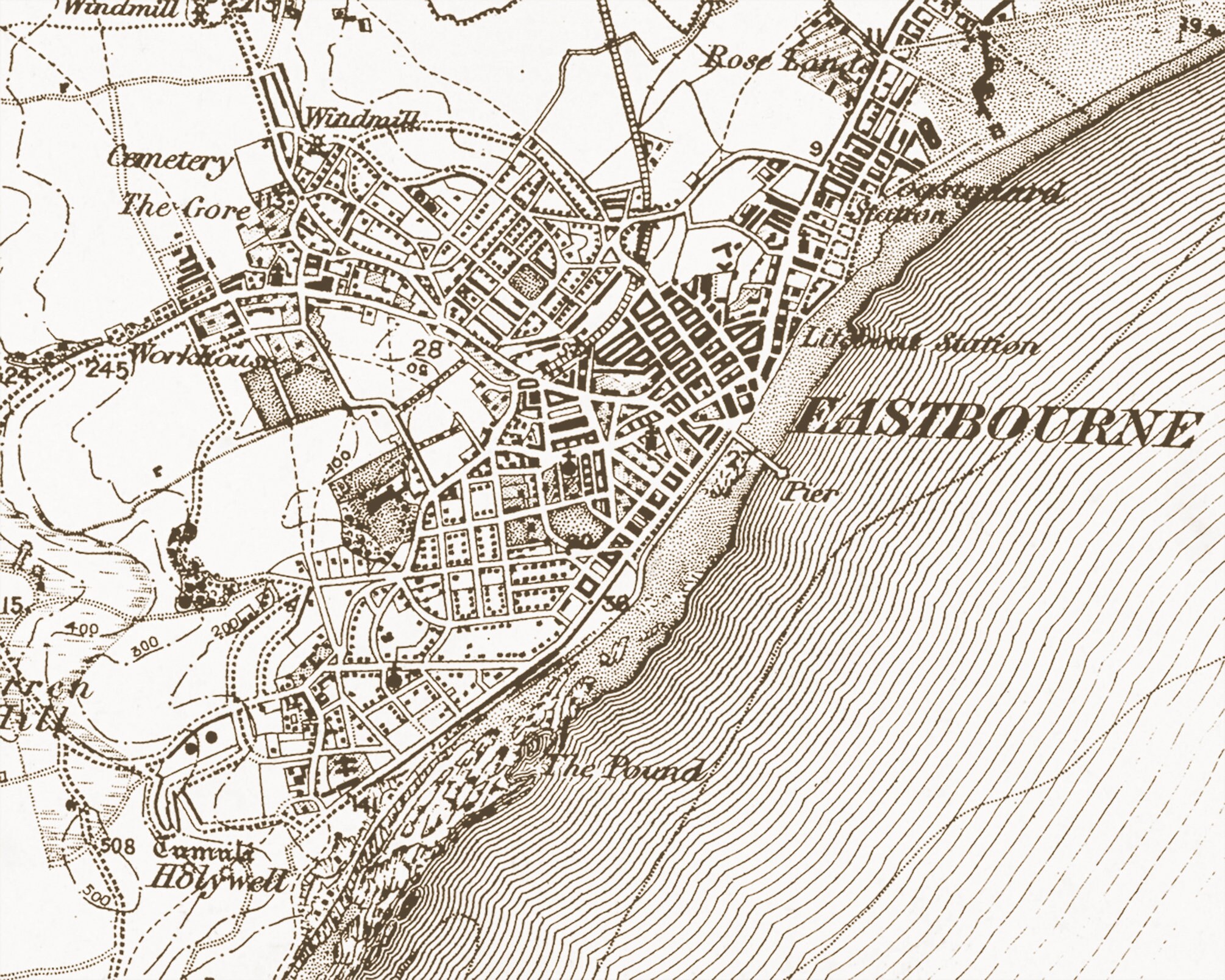 Eastbourne Map Old Eastbourne Map Vintage Map City Map Etsy UK