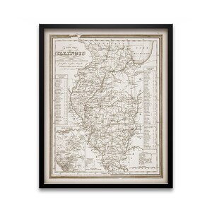 Illinois State Map, Old Illinois Map, Vintage Map Print, Map Lover Gift, Historical Map, American Map, My State, Easy Gift
