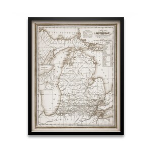 Michigan State Map, Old Michigan Map, Vintage Map Print, Map Lover Gift, Historical Map, American Map, My State, Patriotic Gift