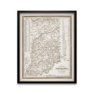 Indiana State Map, Old Indiana Map, Vintage Map Print, Map Lover Gift, Historical Map, American Map, My State, Easy Gift