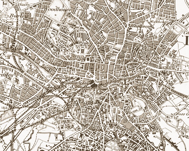 Leeds Map Old Leeds Map Vintage Map City Map Print Gift Etsy UK
