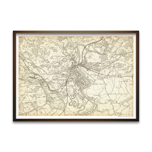 クリスマス用に12月16日までに注文してください。ヴィンテージニューポートマッププリント、1885年陸地測量部