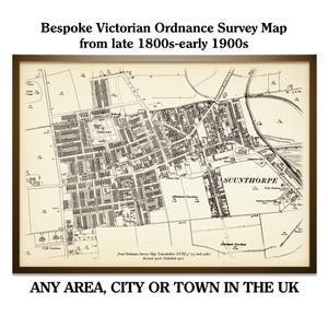 Custom Vintage Map, Personalised Victorian Map, Bespoke Ordnance Survey, Historical Gift,