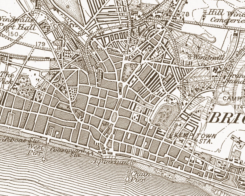 Brighton Map Old Brighton Map Vintage Map City Map Print | Etsy UK